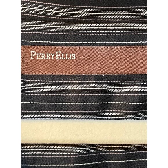 Perry Ellis Men's 3XLT black white Striped Button-Down Shirt Long Sleeve - Picture 7 of 7